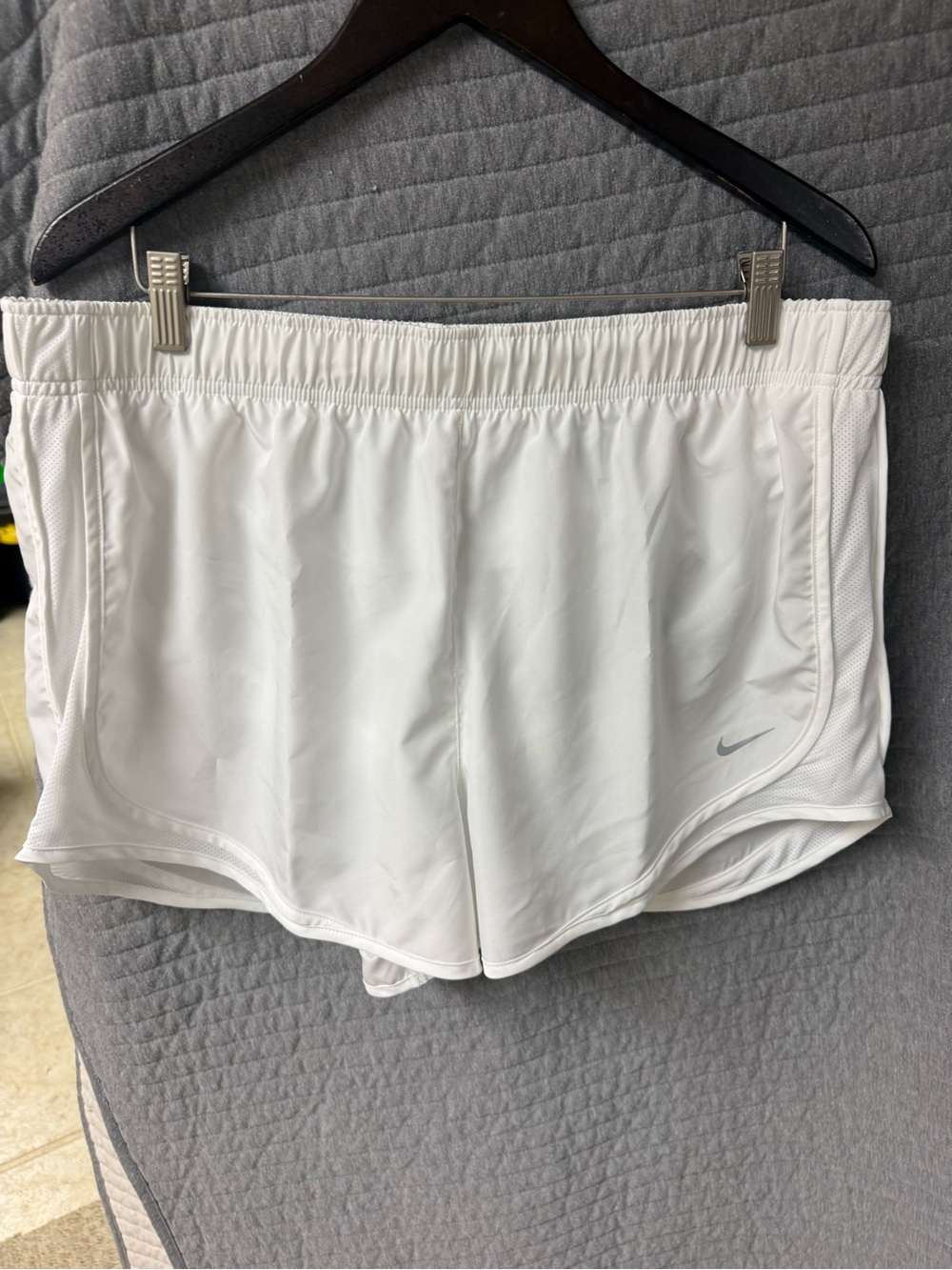Nike Women's White Athletic Running Shorts with Subtle Logo